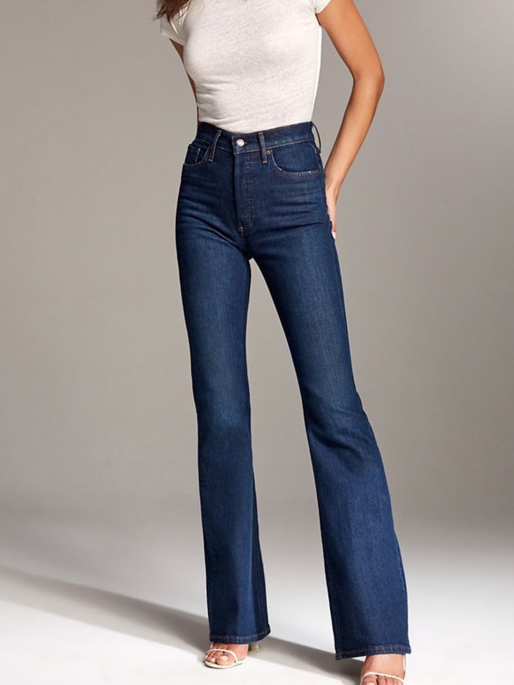Denim Forum The Marianne Flare Jeans Size 25 Dark Wash Button Fly